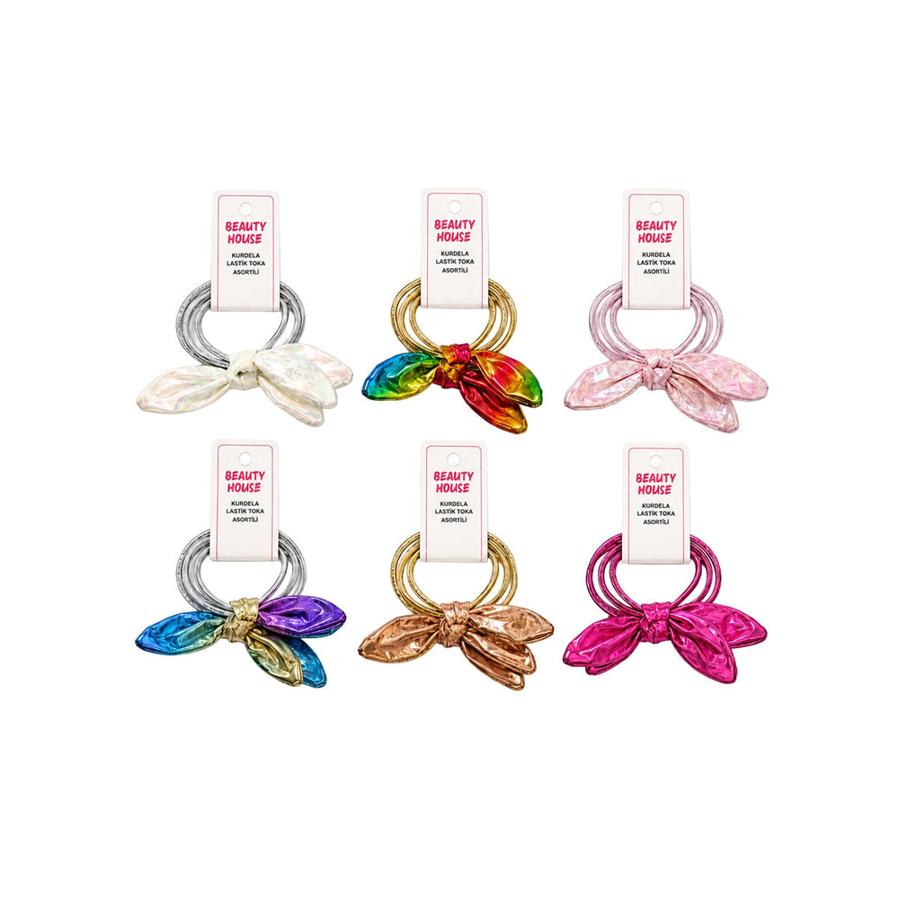 Beauty House Ribbon Elastic Hair Tie Assorted Colors 1 pc