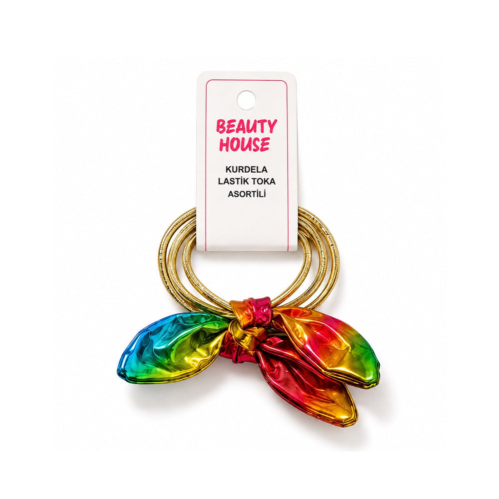 Beauty House Ribbon Elastic Hair Tie Assorted Colors 1 pc