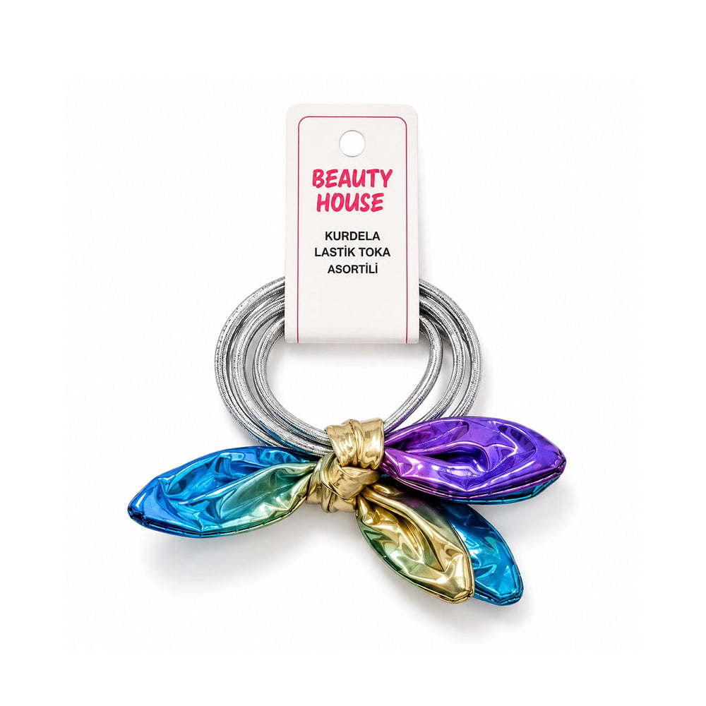 Beauty House Ribbon Elastic Hair Tie Assorted Colors 1 pc
