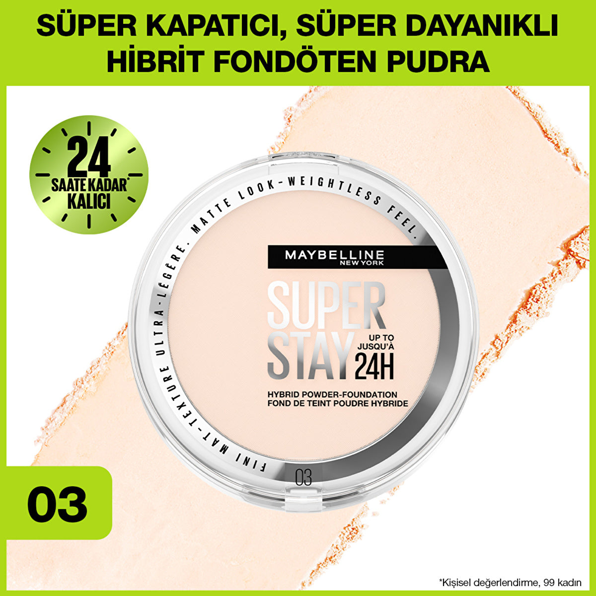 Maybelline New York Superstay Hybrid Powder Foundation 03 - Matte Finish | Long-Lasting