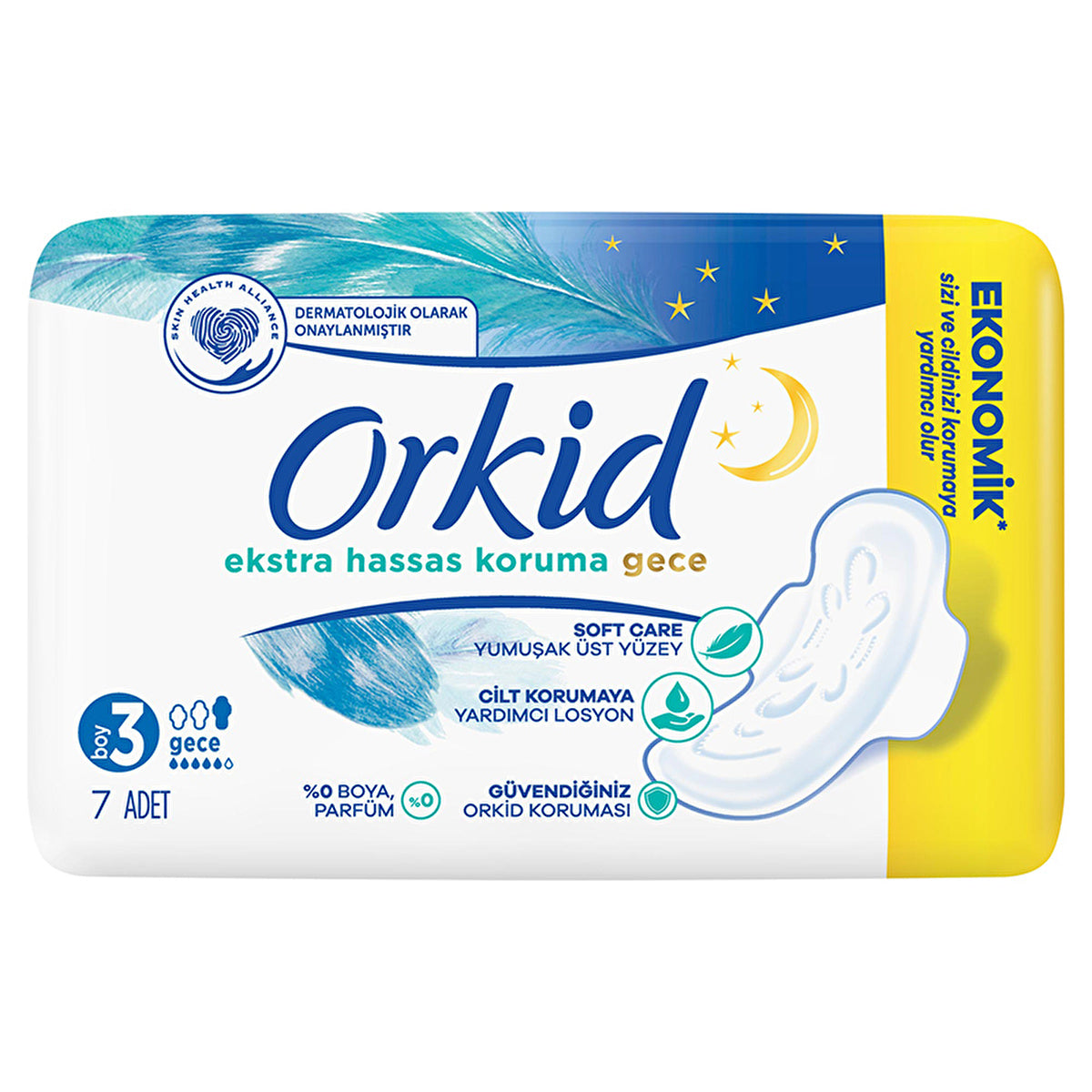 Orkid Extra Sensitive Night Sanitary Pads Size 3 - 7 Count | Comfort & Care - Image #4