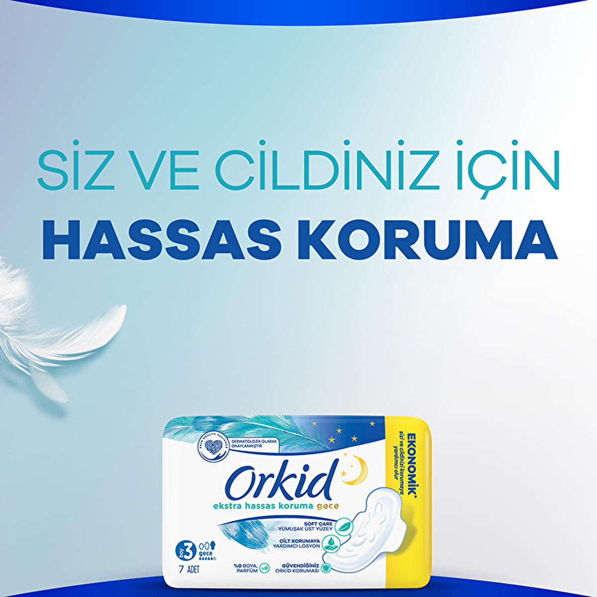 Orkid Extra Sensitive Night Sanitary Pads Size 3 - 7 Count | Comfort & Care - Image #1