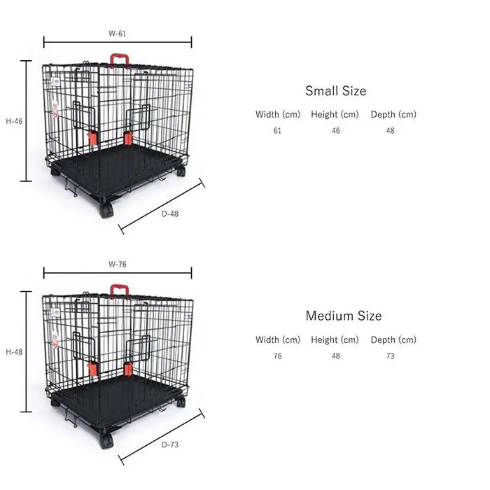 M-Pets Voyager Small Two-Door Wheeled Dog Crate Black 61x46x48cm
