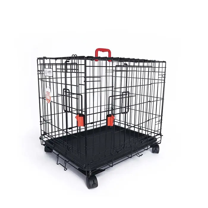 M-Pets Voyager Medium 2-Door Rolling Dog Crate Black 76x48x53cm
