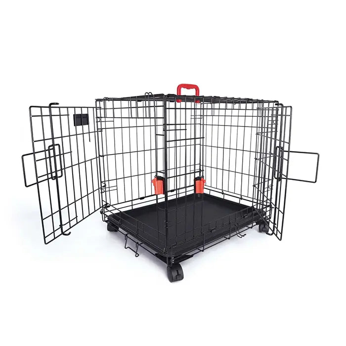 M-Pets Voyager Medium 2-Door Rolling Dog Crate Black 76x48x53cm