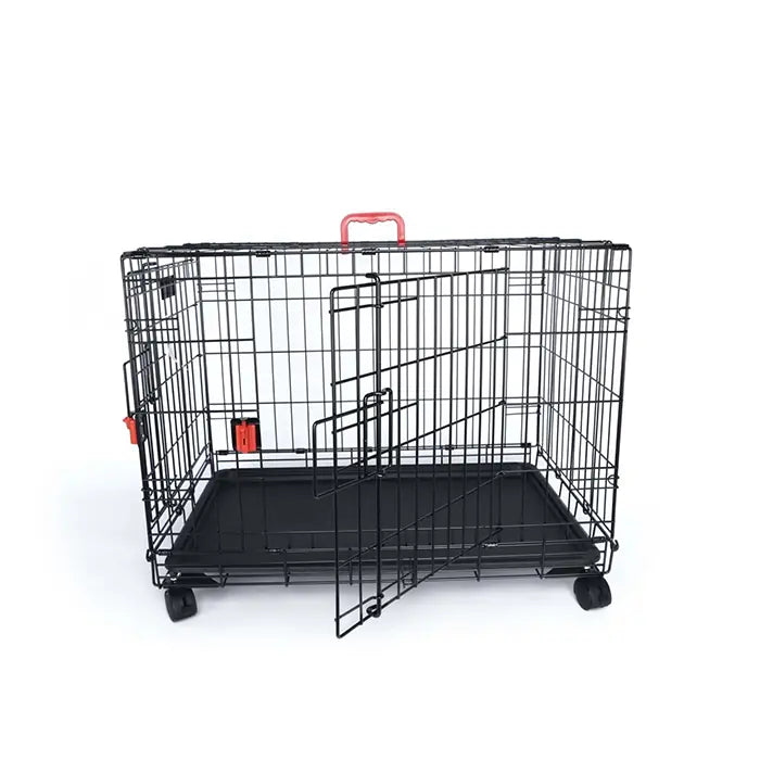 M-Pets Voyager Medium 2-Door Rolling Dog Crate Black 76x48x53cm