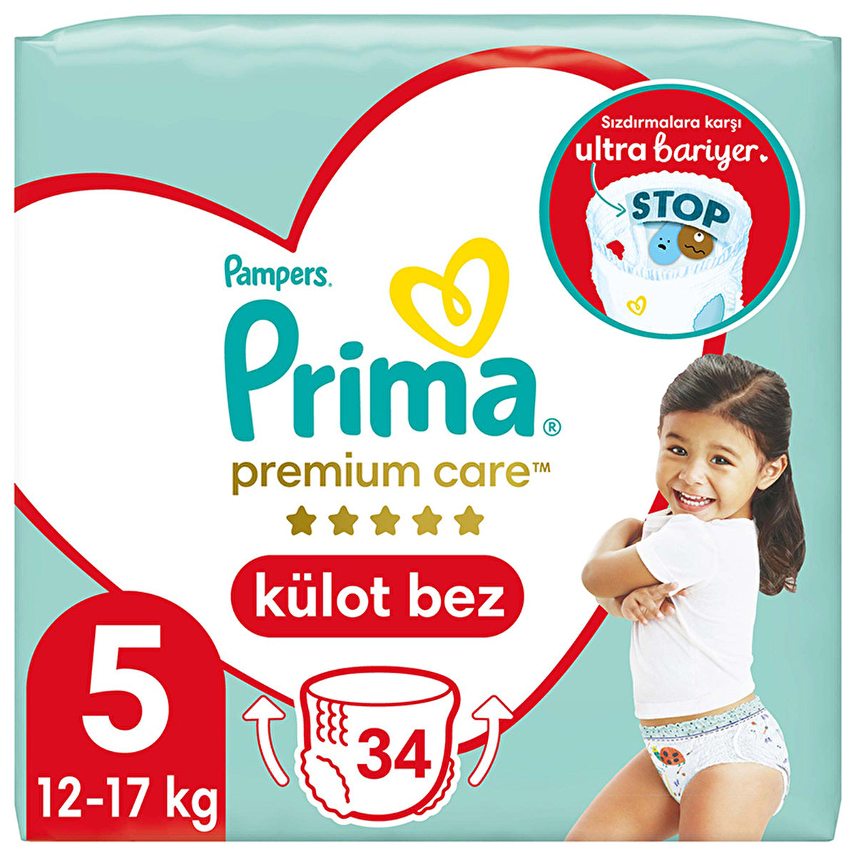 Prima Premium Care Junior Size 5 Diapers - 34 Count | Ultra Soft