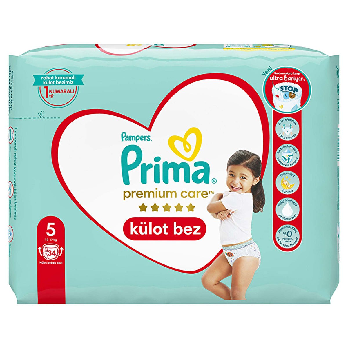 Prima Premium Care Junior Size 5 Diapers - 34 Count | Ultra Soft