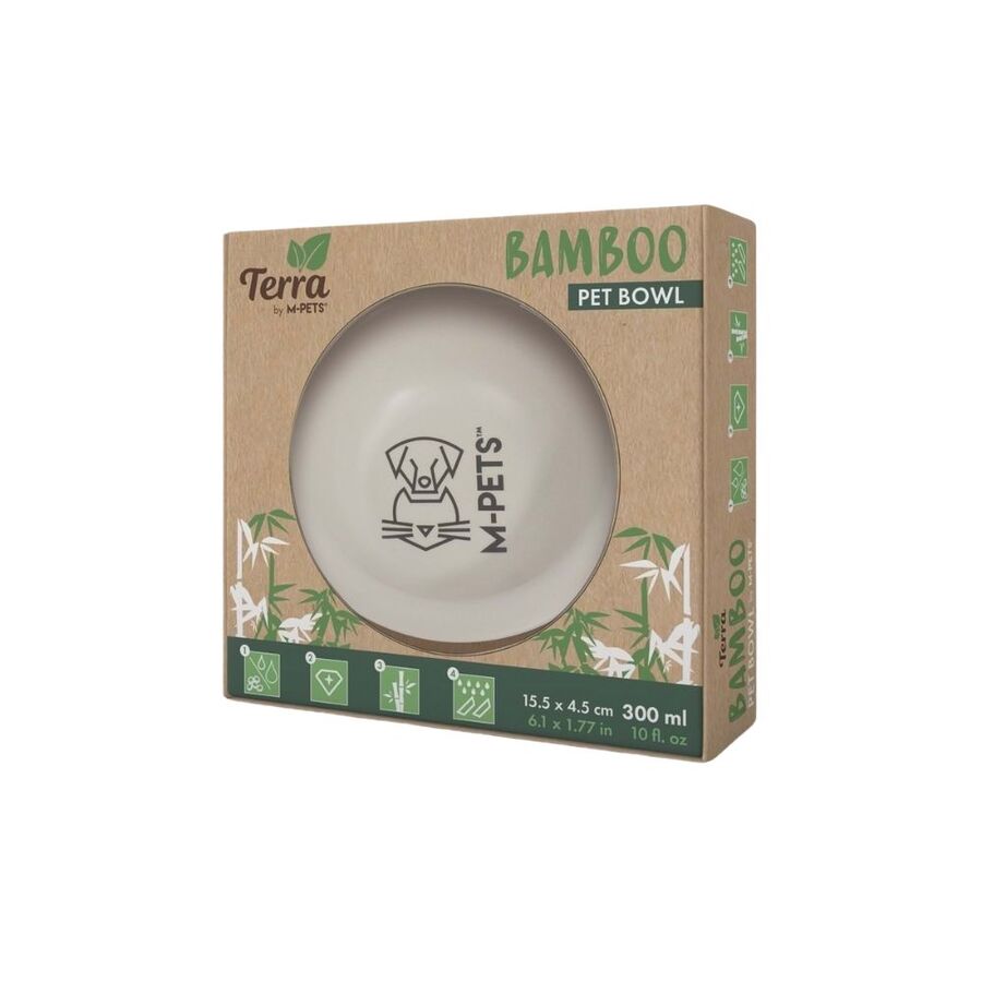 M-Pets Bamboo Pet Bowl Sustainable Feeding Dish 300ml