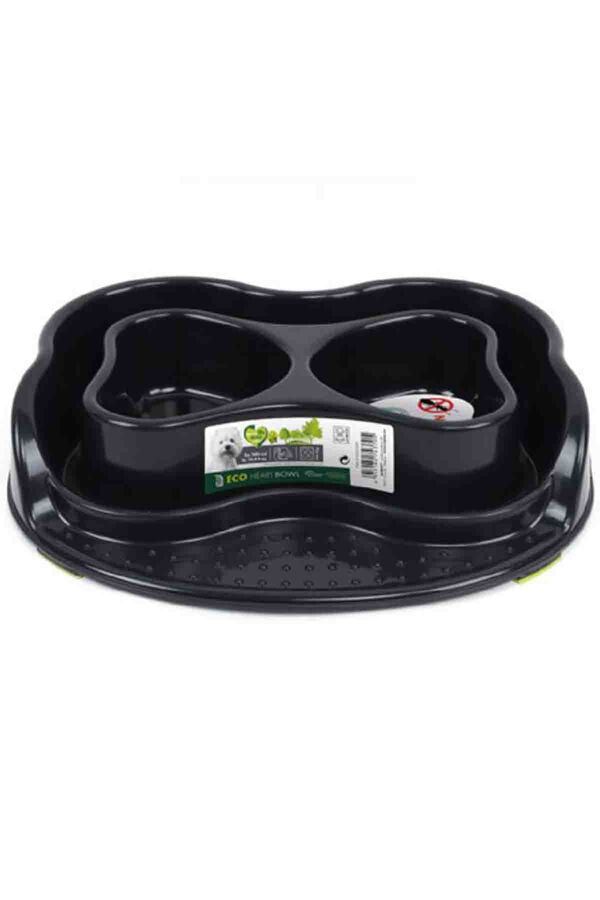 M-Pets Eco Heart Double Plastic Pet Bowl for Food and Water 2x500ml
