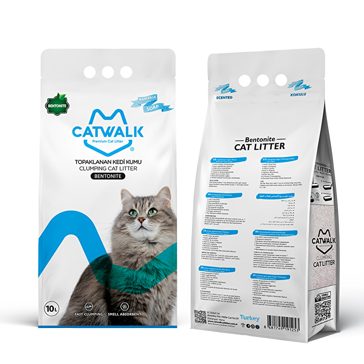 Catwalk Premium Bentonite Cat Litter 10L - Low Dust & Safe Formula