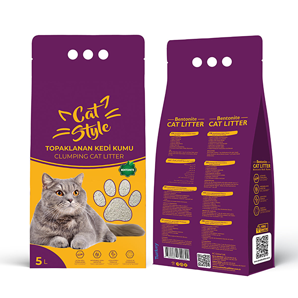 Catstyle Bentonite Cat Litter 5L - Absorbent & Clumping | Safe for Cats - Image #1