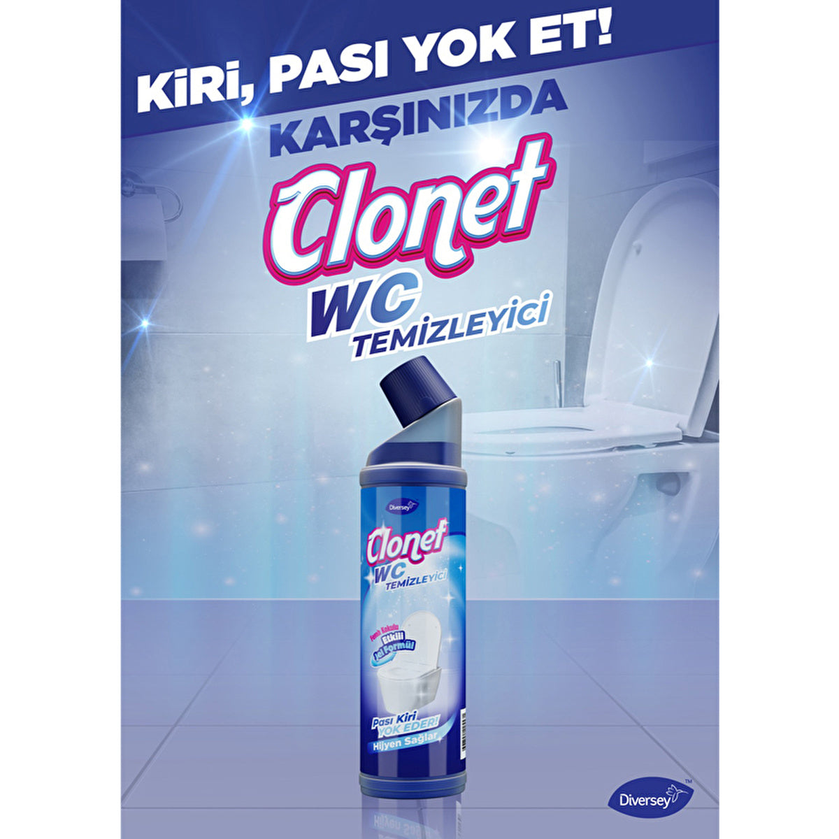 Diversey Clonet Toilet Cleaner 750ml - Powerful Gel Formula | Blue - Image #4