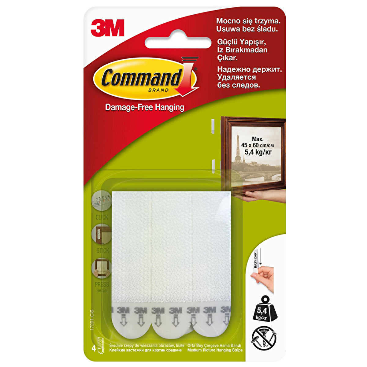 Command Medium Adhesive Strips 17201 - 4 Pack | Damage-Free Hanging