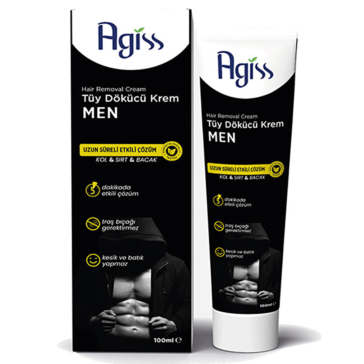 Agiss Men Hair Removal Cream 100ml - Sensitive Skin Formula | Fast-Acting