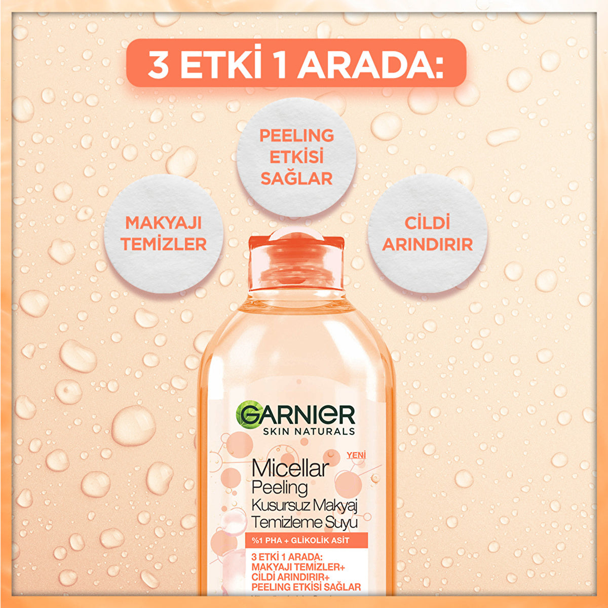 Garnier Micellar Peeling Makeup Remover 400ml - 3-in-1 Cleansing