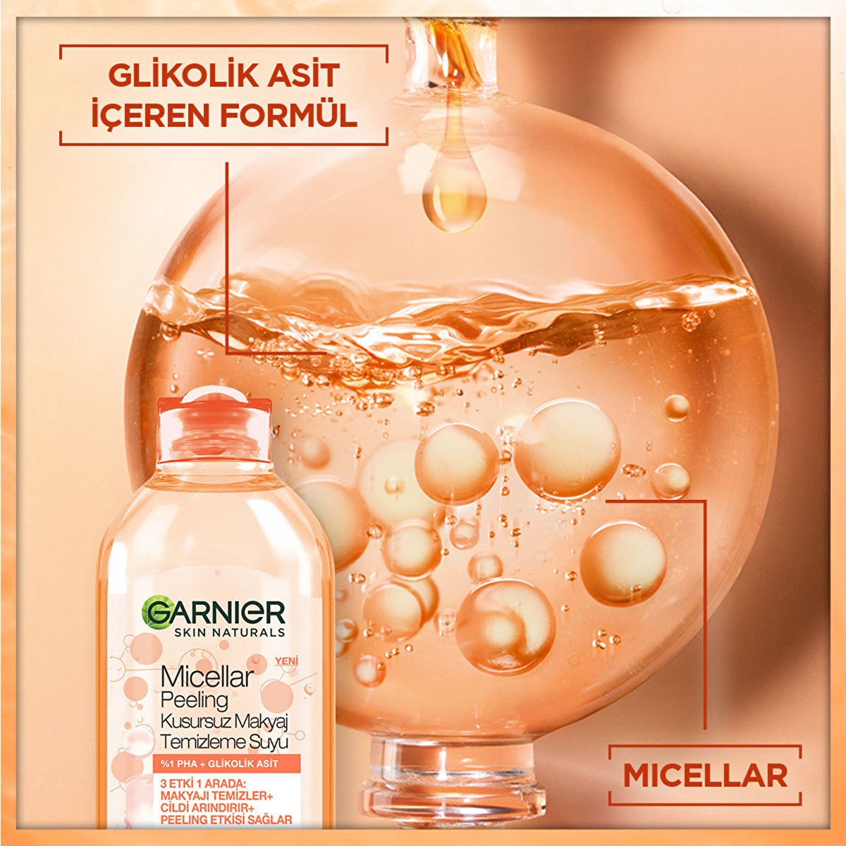 Garnier Micellar Peeling Makeup Remover 400ml - 3-in-1 Cleansing