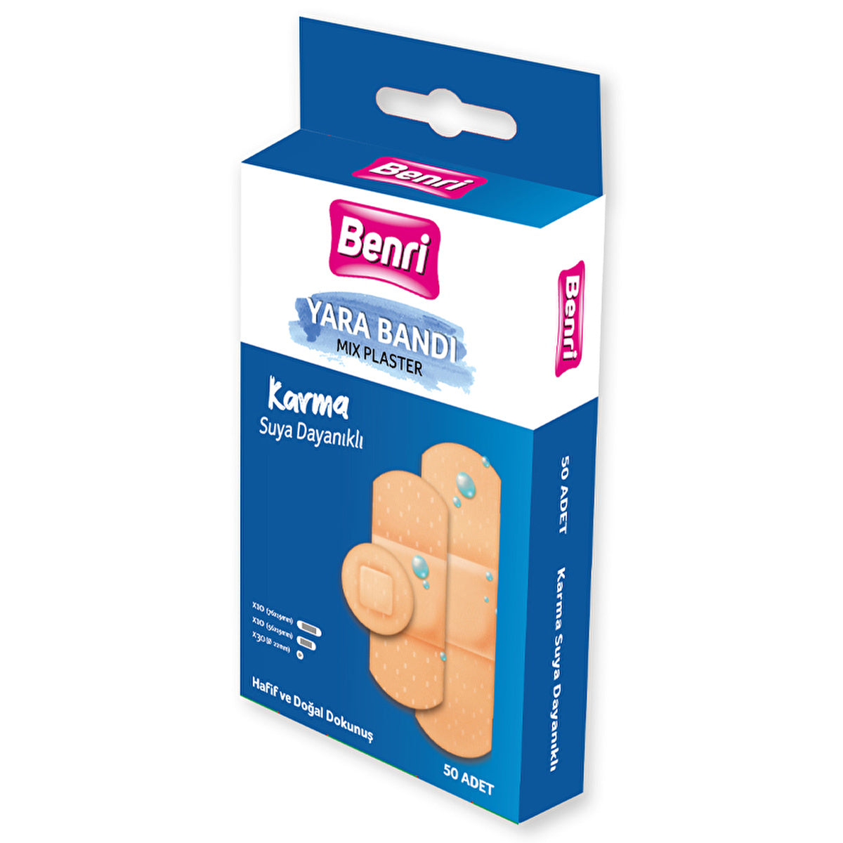 Benri Assorted Band Aids 50 Count - Flexible & Breathable | First Aid