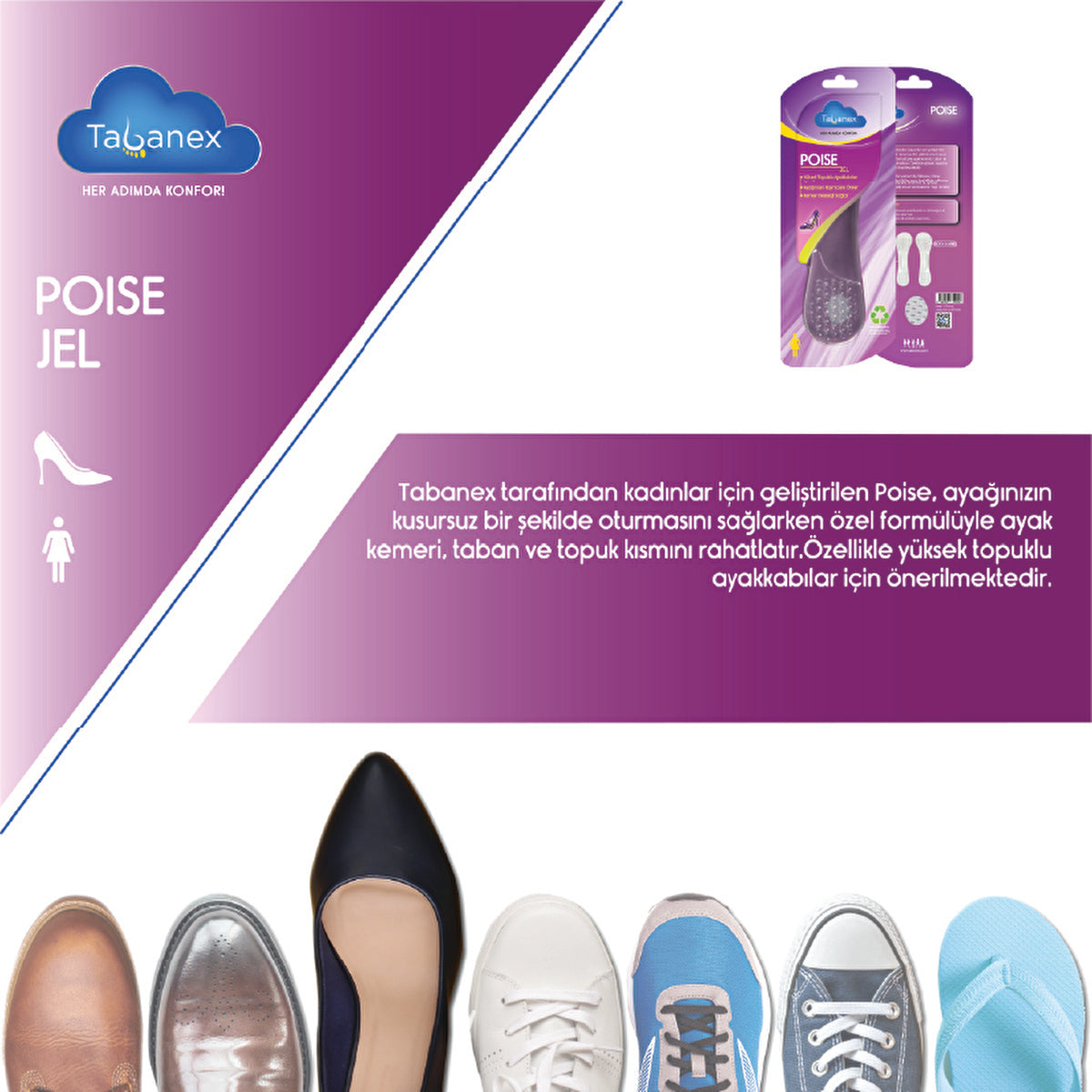 Tabanex Women's Gel Insole - Perfect Fit & Comfort | Poise