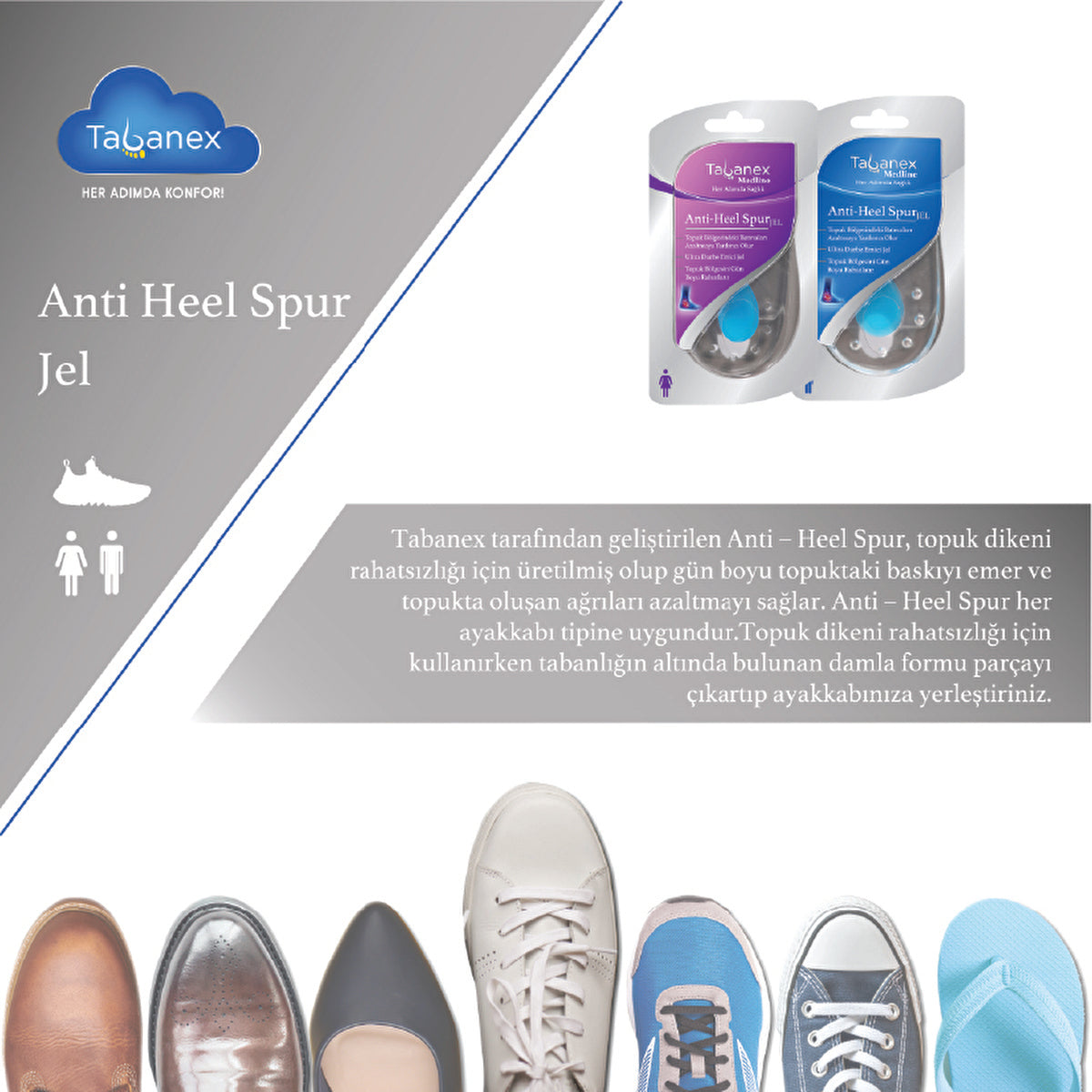 Tabanex Anti-Heel Spur Cushion Insole - Pain Relief | Comfortable Fit