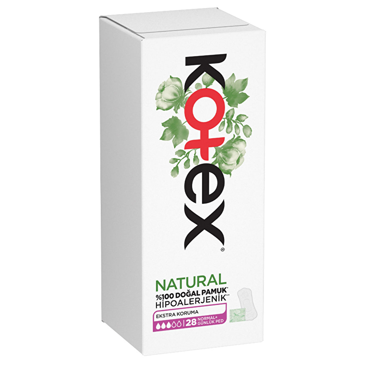 Kotex Natural Daily Pads Extra Protection - 28 Count | Cotton