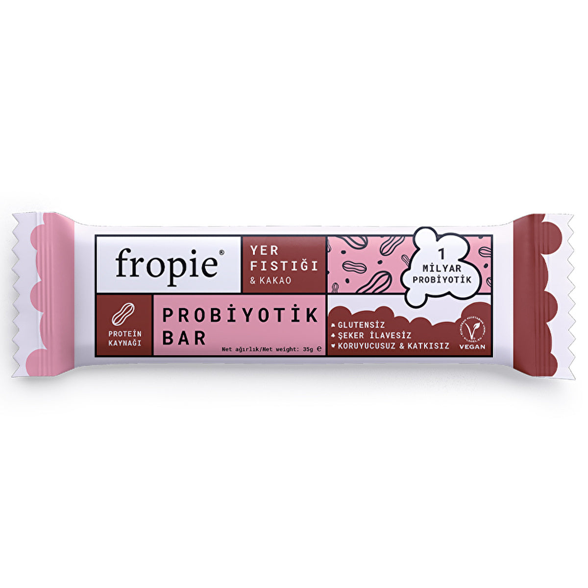 Fropie Peanut & Cocoa Probiotic Bar 35g - Vegan & Gluten-Free | Healthy Snack - Image #1