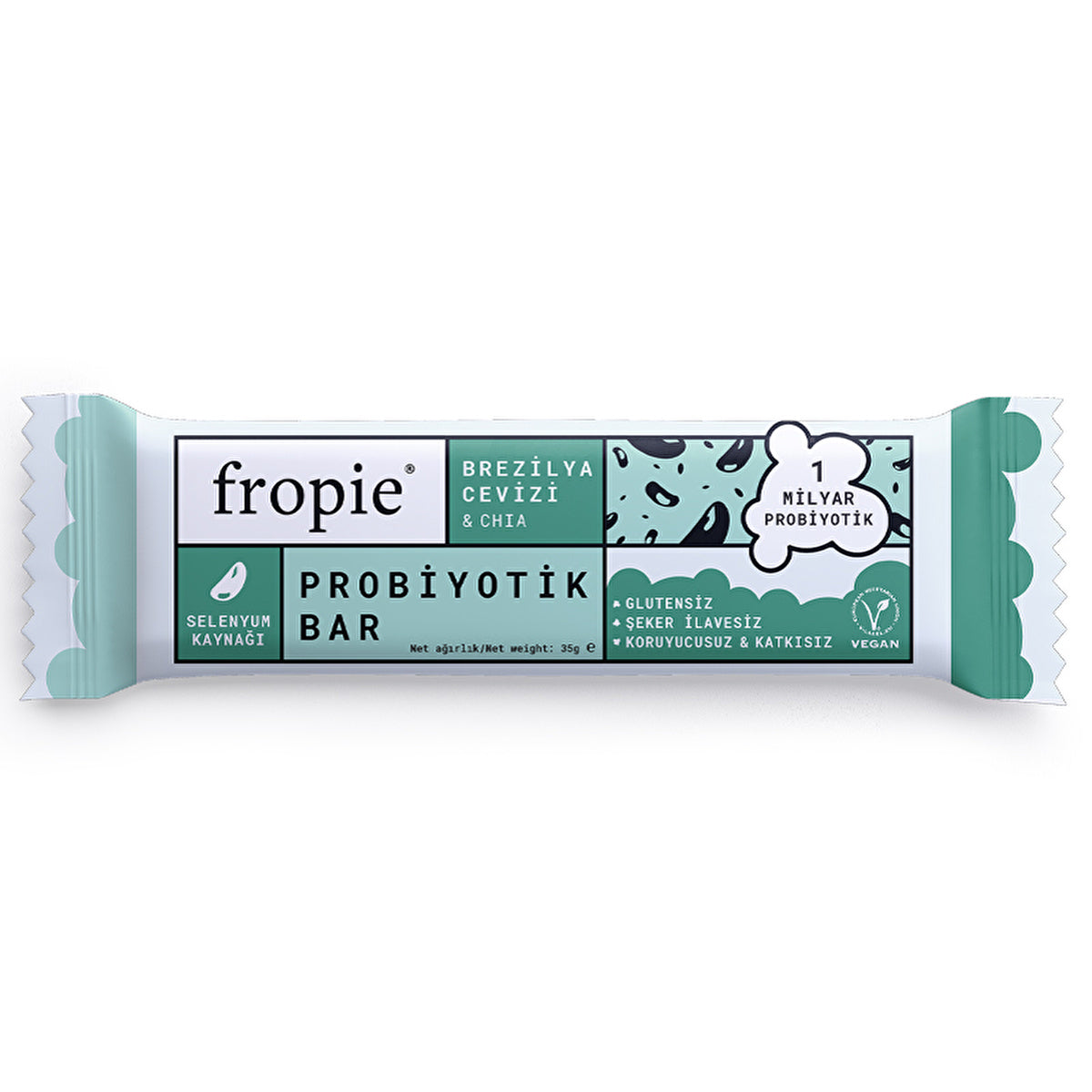 Fropie Brazil Nut & Chia Probiotic Bar 35g - Vegan Snack - Image #2