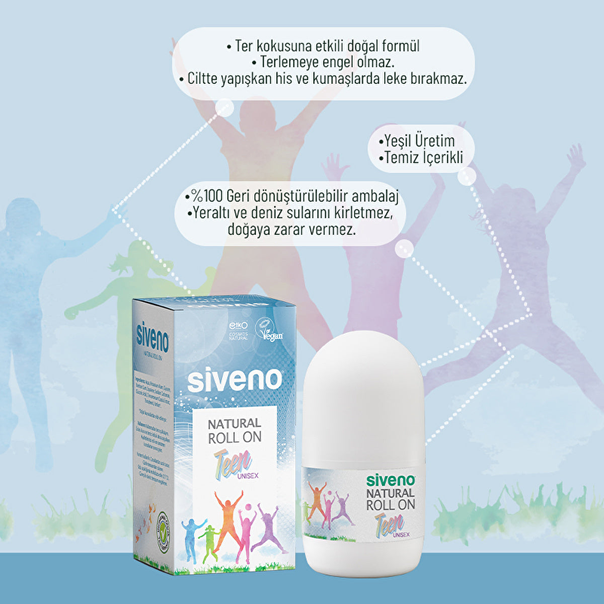 Siveno Natural Teen Unisex Roll-On Deodorant 50ml - Gentle Scent