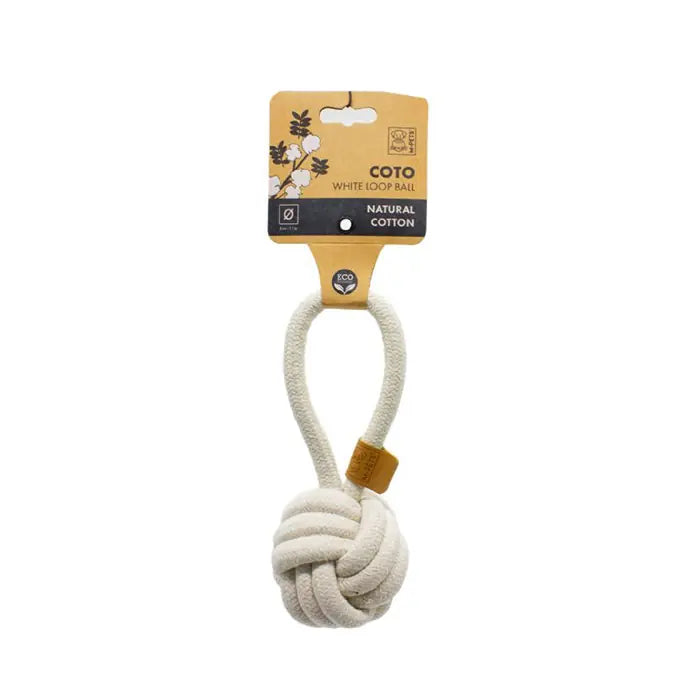 M-Pets Coto Knotted Rope Ball Dog Toy White 8cm
