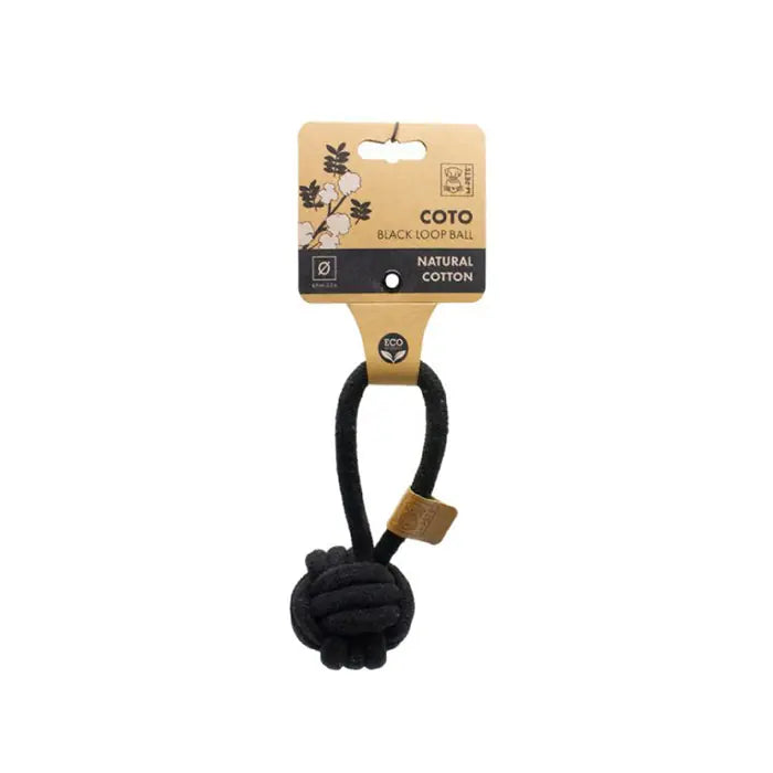 M-Pets Coto Braided Rope Ball Dog Toy with Pull Handle 8cm Black