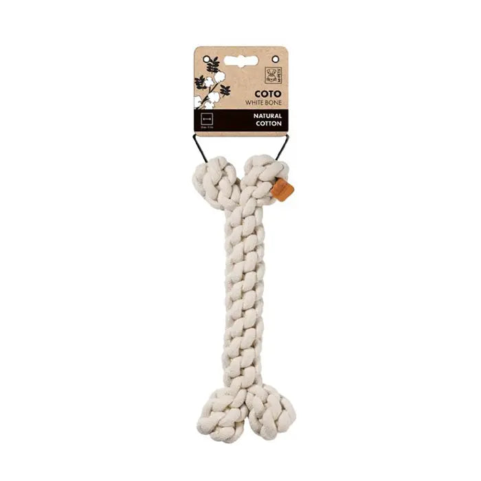 M-Pets Coto Knit Bone Dog Toy 30cm White