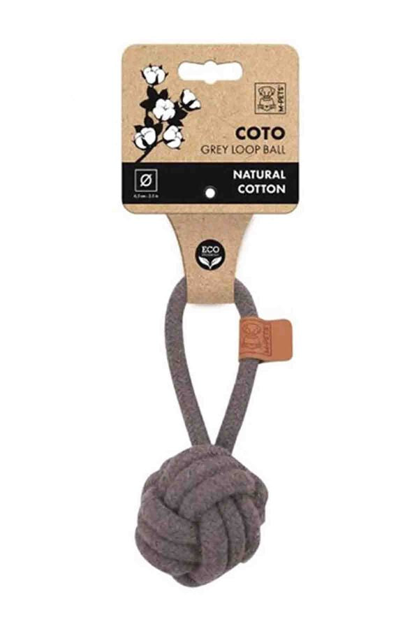 M-Pets Coto Braided Rope Ball Dog Toy in Grey 6.5cm