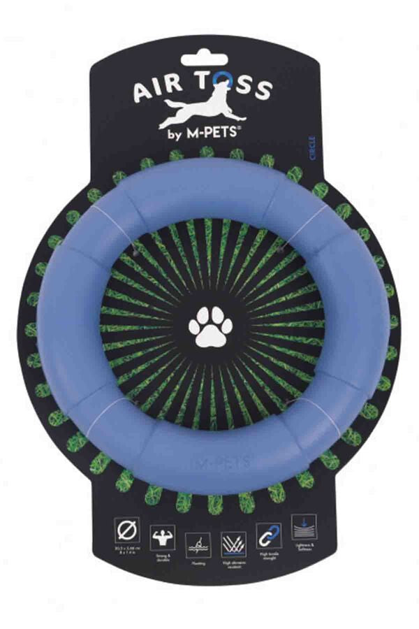 M-Pets Air Toss Circle Durable Floating Dog Toy Blue 20.5cm
