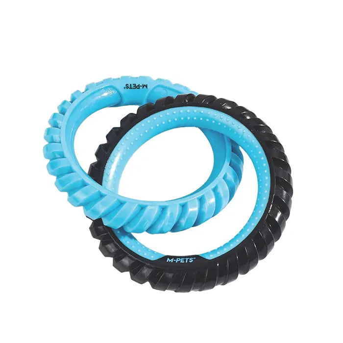 M-Pets Ring King Double Dog Toy Durable Dual Ring Blue & Black