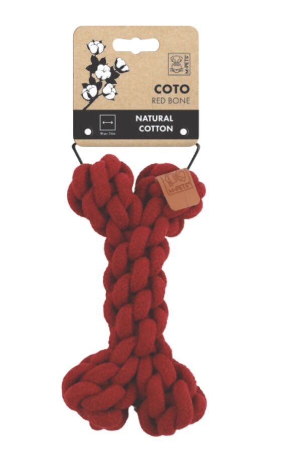 M-Pets Coto Red Bone Braided Cotton Dog Toy 19cm