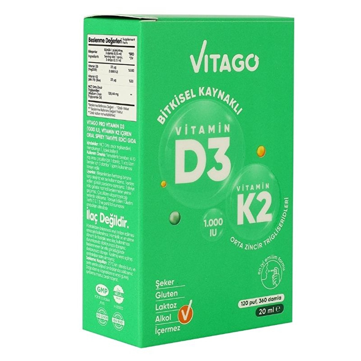 Vitago D3 Vitamin & K2 Spray 20ml - Non-GMO Plant-Based | Vegan - Image #3