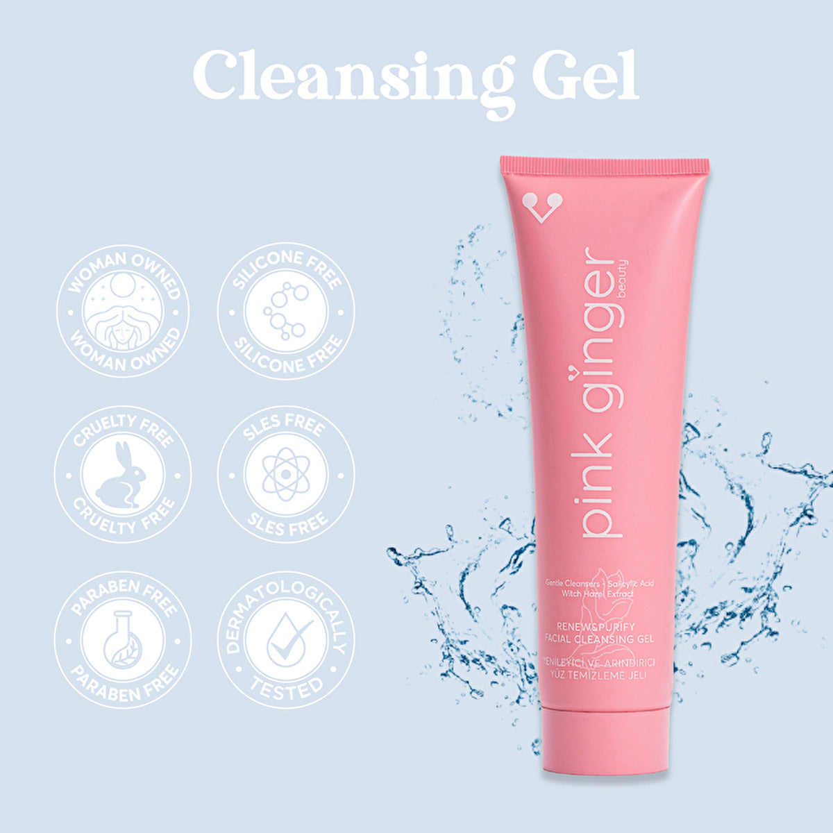 Pink Ginger Refreshing Cleansing Gel - 5oz | Gentle Cleanser