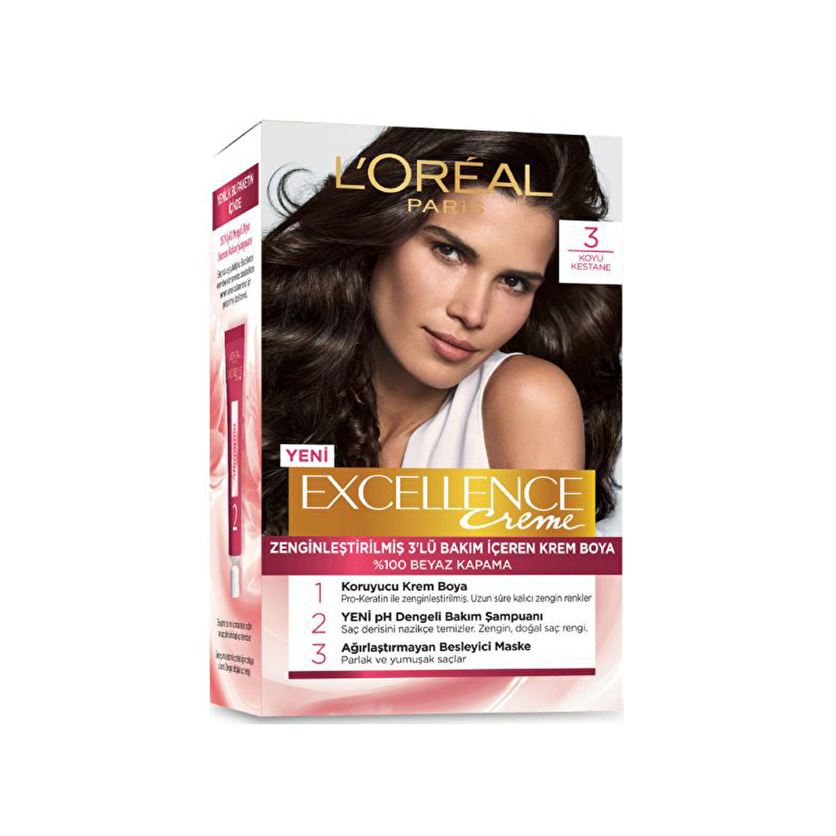 L'Oreal Paris Excellence Creme Hair Color 3 Dark Chestnut - Permanent Color