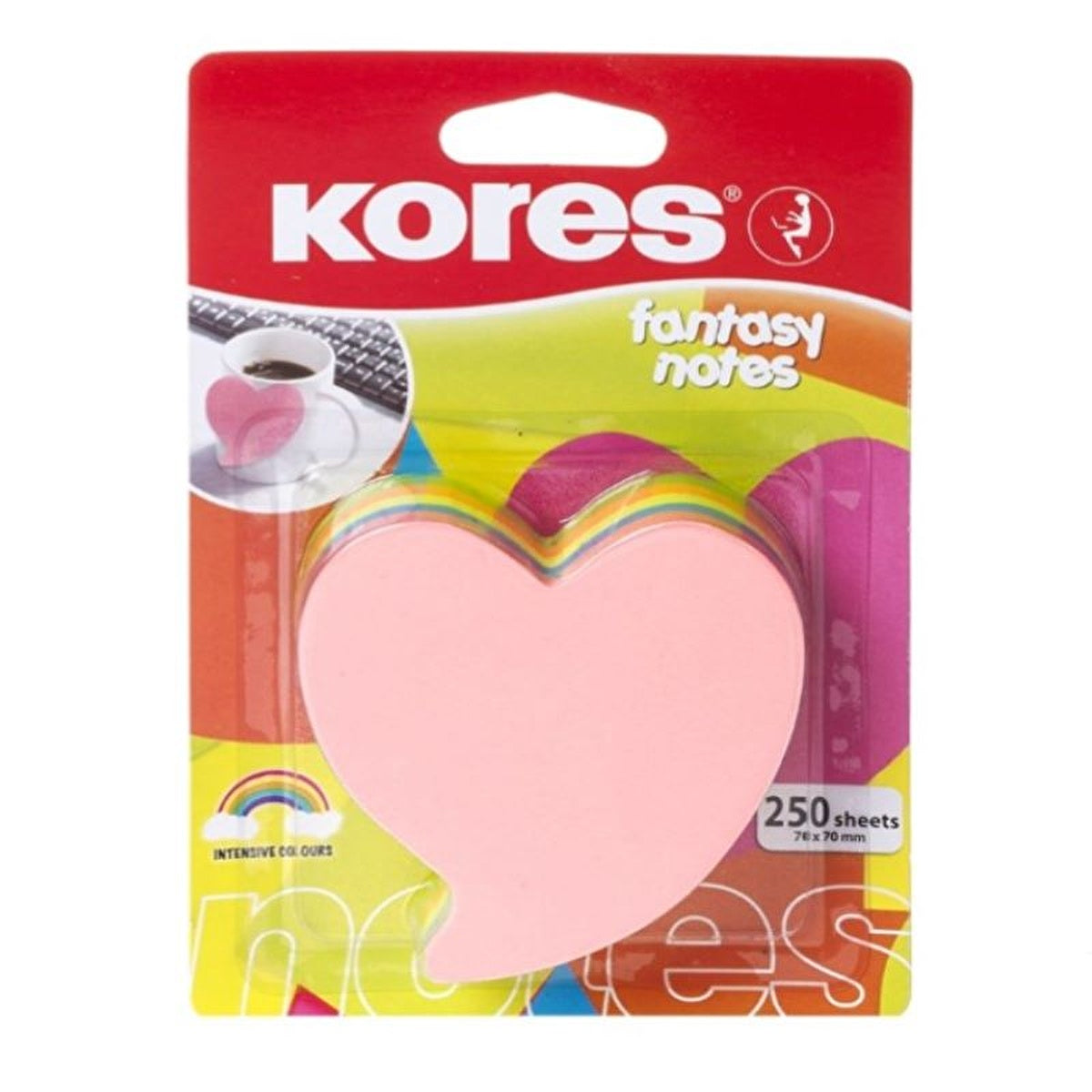 Kores Fantasy Heart Shaped Sticky Notes 250 Sheets - Neon Colors - Image #1