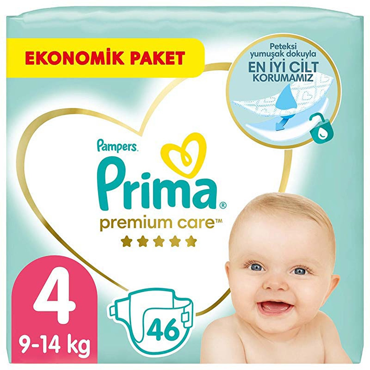 Prima Premium Care Baby Diapers Size 4 - 46 Count | Jumbo Pack