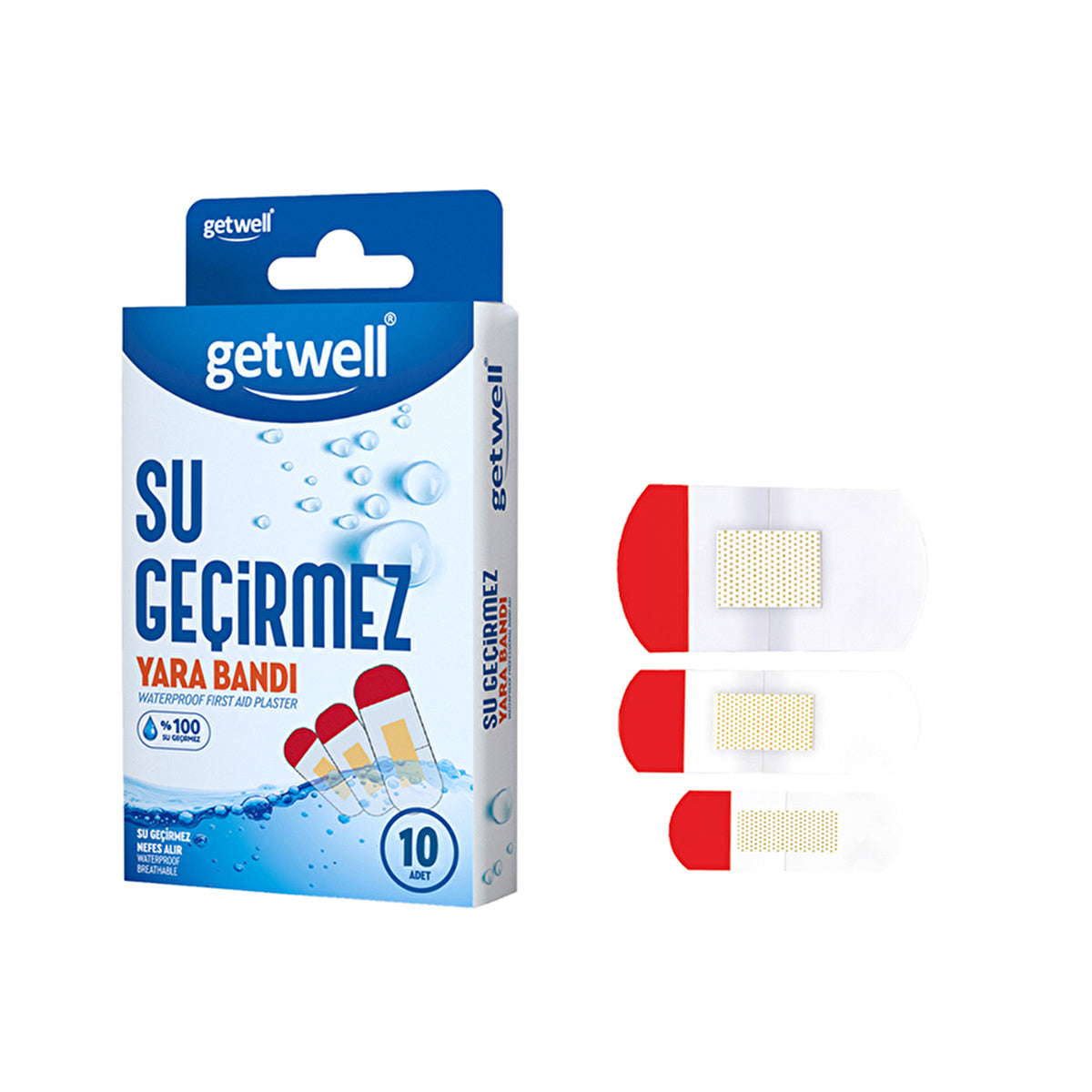 Getwell Waterproof Band-Aid - 10 Count | First Aid Supplies