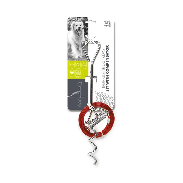 M-Pets Garden Tie-Out Stake and 6m Red Cable Set