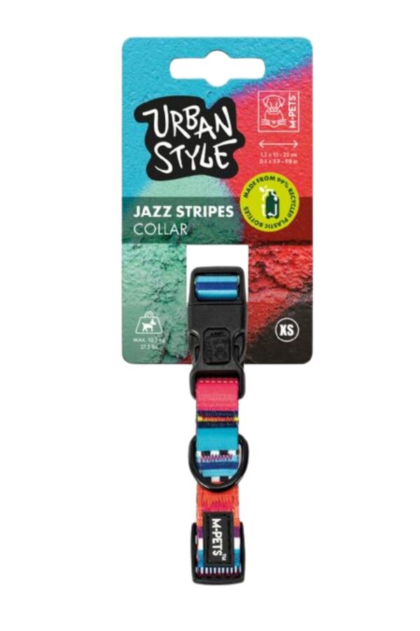 M-Pets Urban Style Jazz Stripes Dog Collar for Small Pets (XS)
