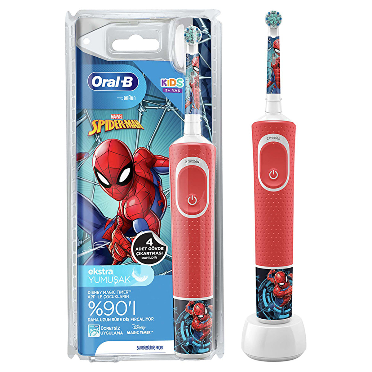 Oral-B Kids Spiderman Electric Toothbrush - Gentle Cleaning | Age 3+ - Image #1