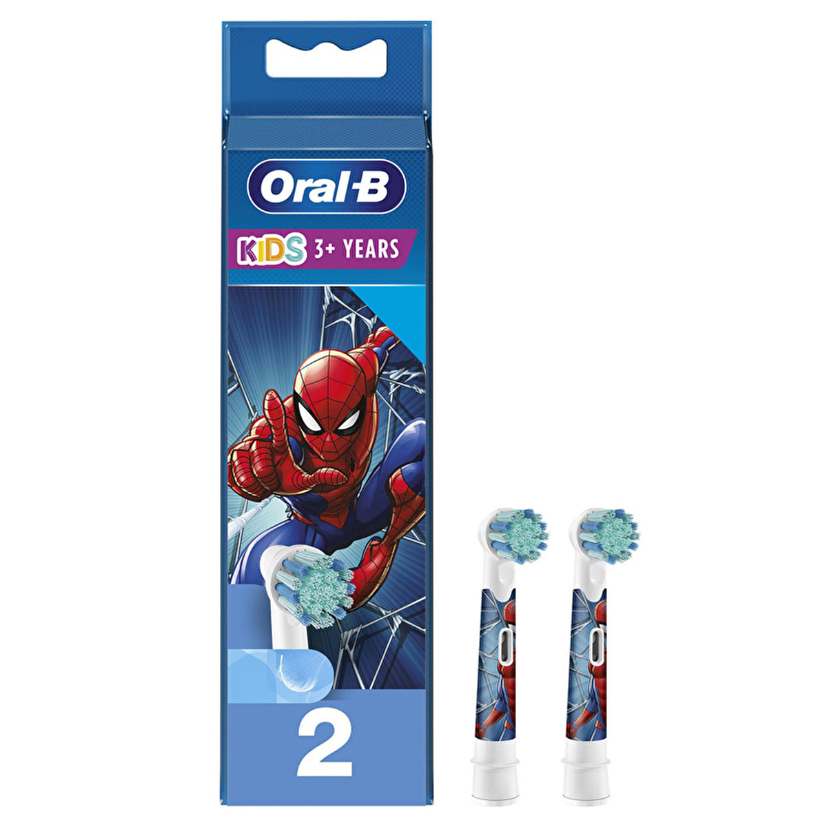 Oral-B Kids Spiderman Replacement Heads 2 Pack - Extra Soft Bristles | Dental Care - Image #1