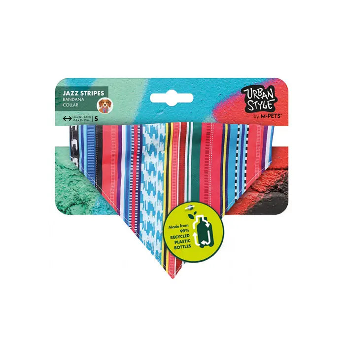 M-Pets Urban Style Jazz Stripes Dog Bandana Collar Small