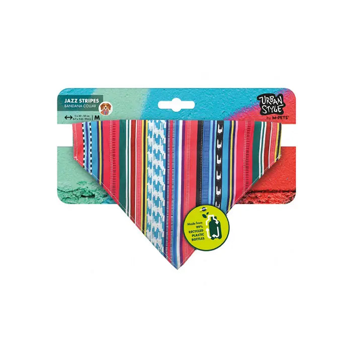 M-Pets Urban Style Jazz Stripes Dog Bandana Collar Medium