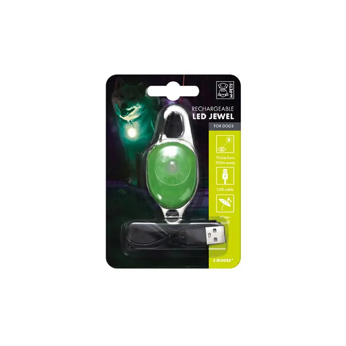 M-Pets LED Jewel Safety Light for Pets Green 1 Count