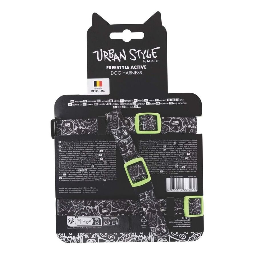 M-Pets Urbanstyle Active Dog Harness Black & White XS