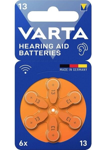 Varta Size 13 Hearing Aid Batteries Long-Lasting Power 6-Pack